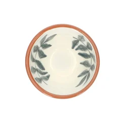 Schalen|Soepkommen*DILLE & KAMILLE Kom, terracotta, blauw blad, 9,5 x 5 cm