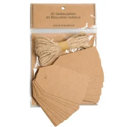 Cadeaulabels|Cadeauversiering*DILLE & KAMILLE Labeltjes, kraft, groot, 20 stuks