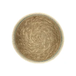 Rieten Manden*DILLE & KAMILLE Mandje naturel, zeegras, blauw, Ø16 cm