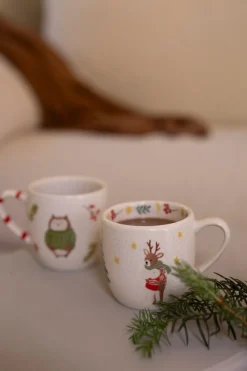 Bekers En Mokken*DILLE & KAMILLE Mok, steengoed, dieren die knuffelen, Ø9 cm