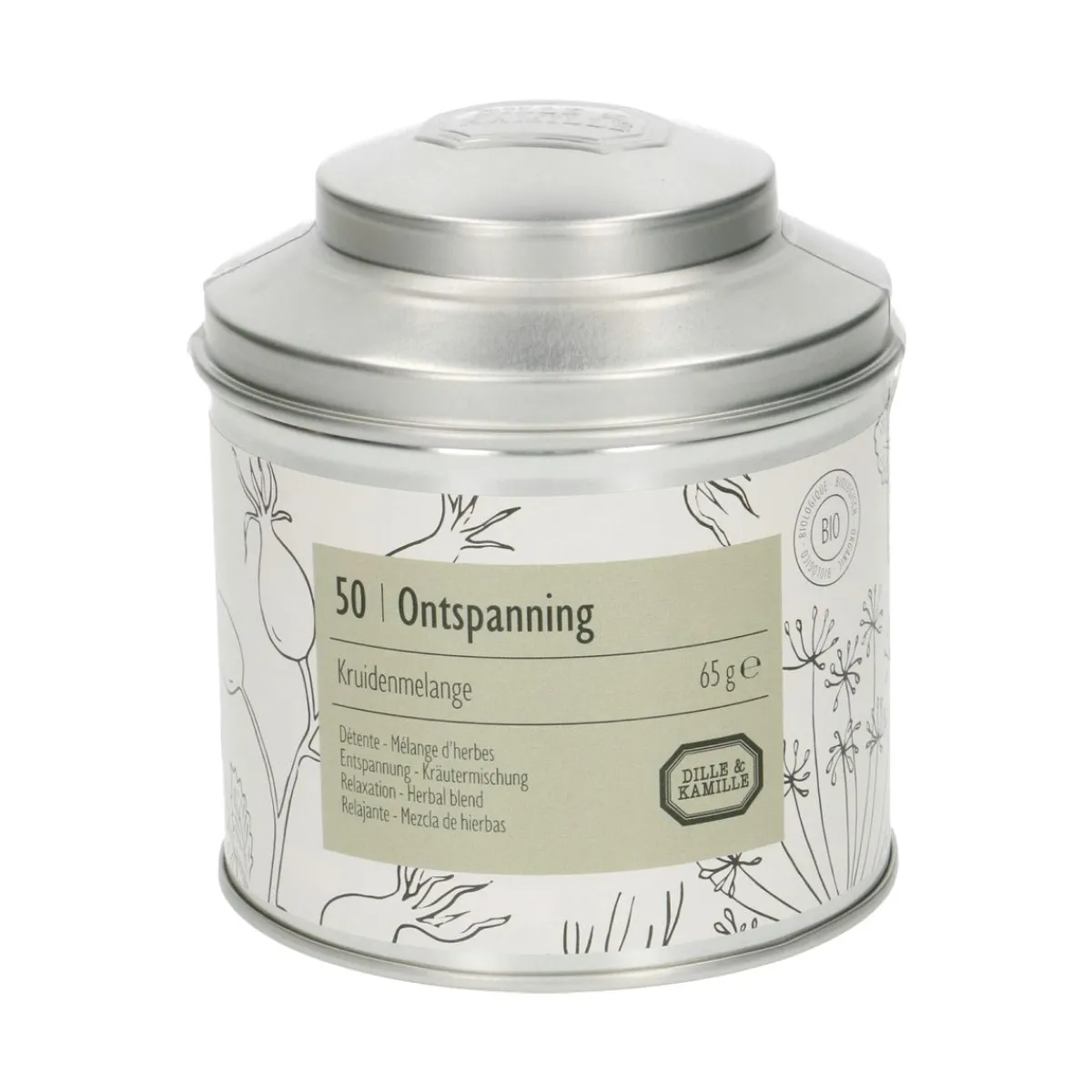 Thee*DILLE & KAMILLE Ontspanning, biologisch, kruidenmelange, blik, 65 gram