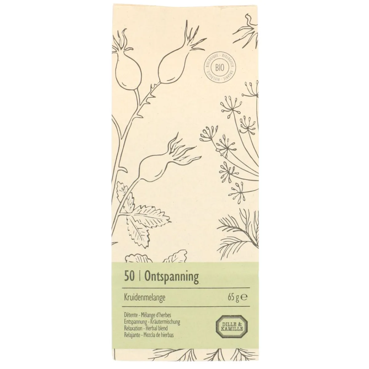 Thee*DILLE & KAMILLE Ontspanning, biologisch, kruidenmelange, zakje 65 gram