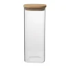 Voorraadpotten*DILLE & KAMILLE Opbergpot vierkant, glas en bamboe, 980 ml