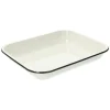 Ovenschalen|Serviessets*DILLE & KAMILLE Ovenschaal, emaille, wit/zwart, 34 x 27 cm
