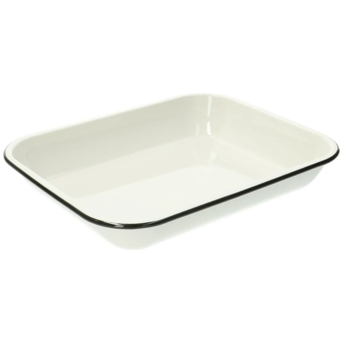 Ovenschalen|Serviessets*DILLE & KAMILLE Ovenschaal, emaille, wit/zwart, 34 x 27 cm