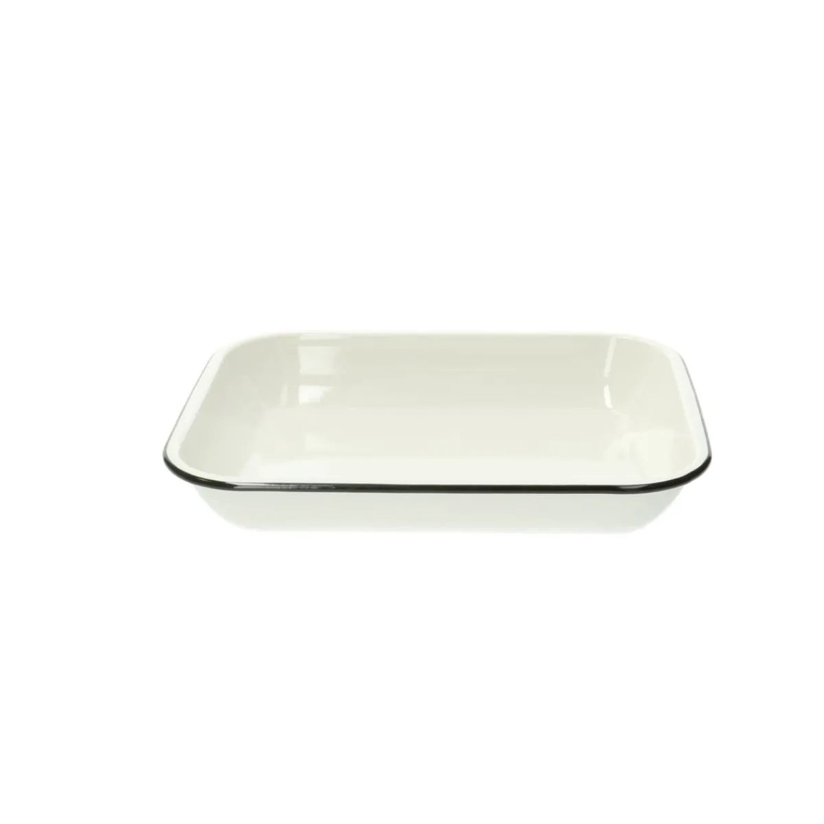 Ovenschalen|Serviessets*DILLE & KAMILLE Ovenschaal, emaille, wit/zwart, 34 x 27 cm