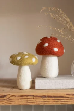 Warm Wonen|Herfst Decoratie*DILLE & KAMILLE Paddenstoel, staand, vilt, geel, ca.12 cm