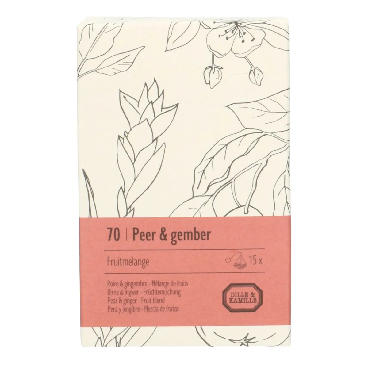 Thee*DILLE & KAMILLE Peer & gember, fruitmelange, 15 theebuiltjes
