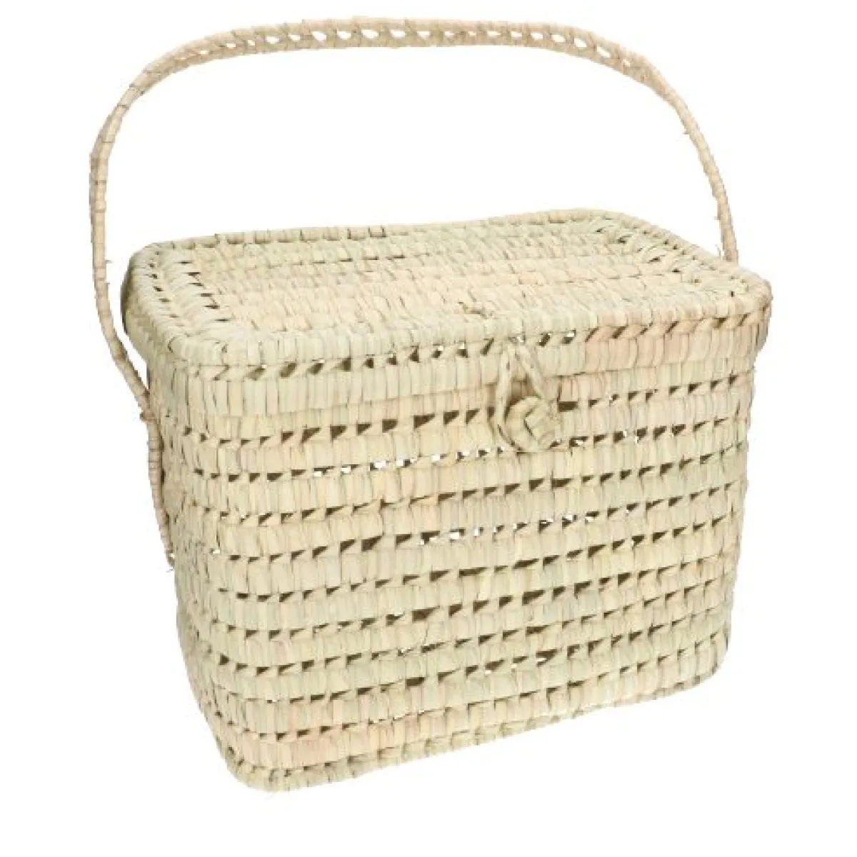 Picknick*DILLE & KAMILLE Picknickmand met deksel, palmblad, 27 x 37 x 28 cm