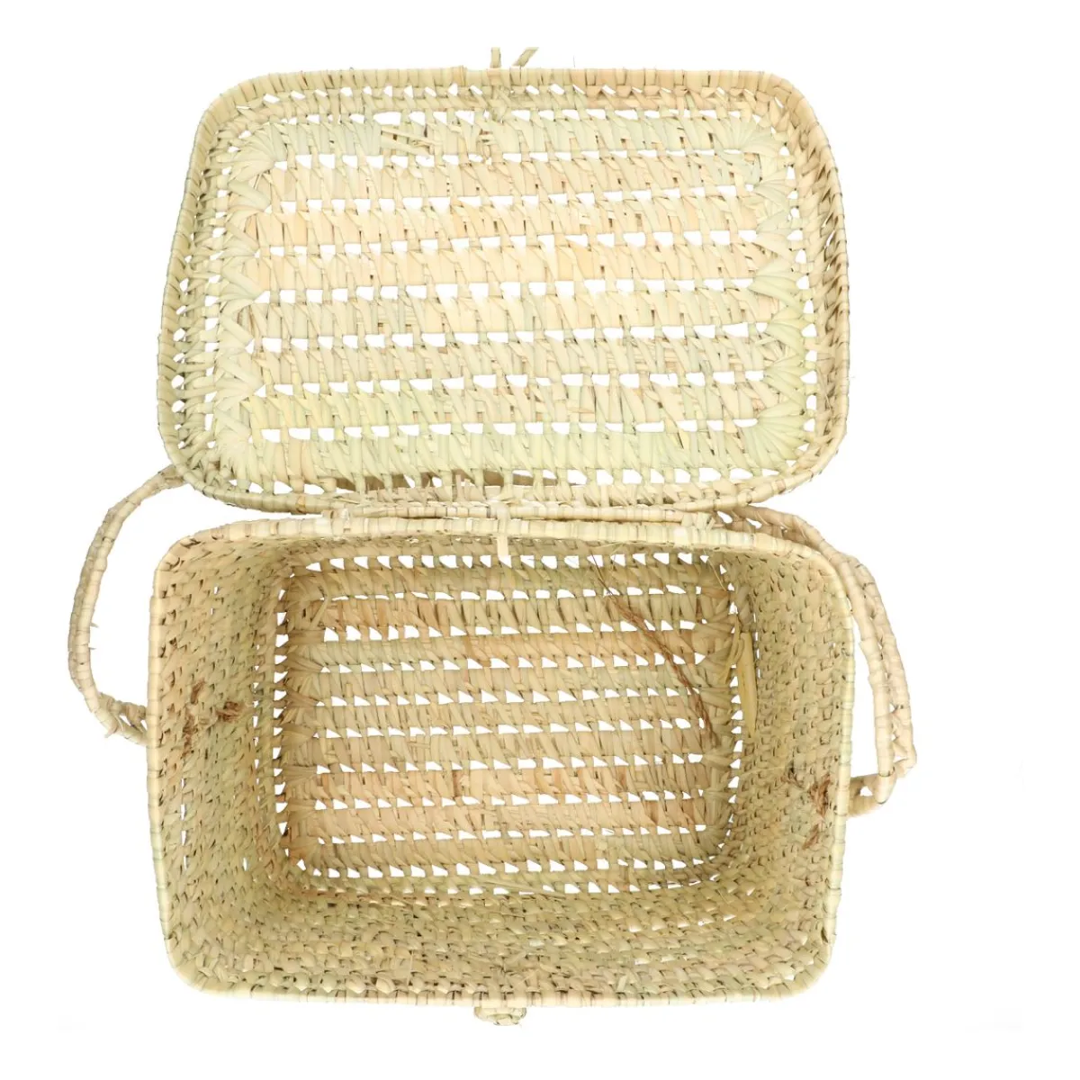 Picknick*DILLE & KAMILLE Picknickmand met deksel, palmblad, 27 x 37 x 28 cm