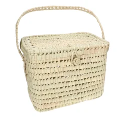 Picknick*DILLE & KAMILLE Picknickmand met deksel, palmblad, 27 x 37 x 28 cm