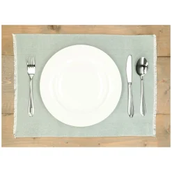 Placemats*DILLE & KAMILLE Placemat franjes, GOTS bio-katoen, groengrijs, 35 x 50 cm