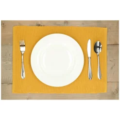 Placemats*DILLE & KAMILLE Placemat geribbeld, GOTS bio-katoen, okergeel, 35 x 50 cm