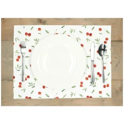 Placemats*DILLE & KAMILLE Placemat geribbeld, GOTS bio-katoen, kersen, 35 x 50 cm