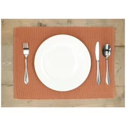 Placemats*DILLE & KAMILLE Placemat geribbeld, GOTS bio-katoen, bruin, 35 x 50 cm