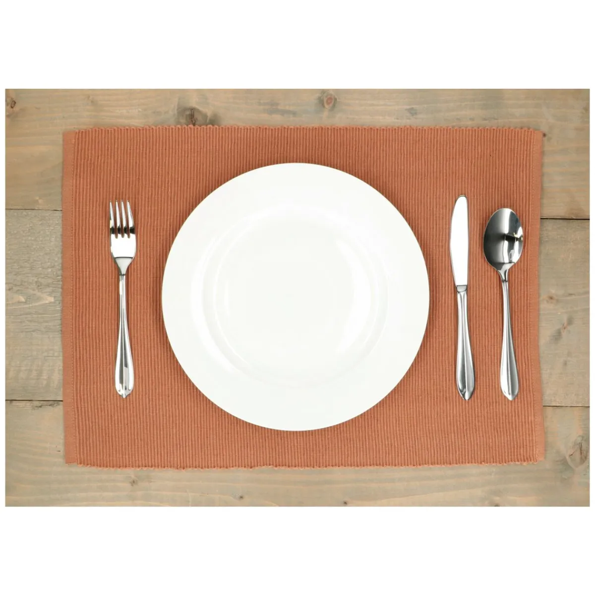 Placemats*DILLE & KAMILLE Placemat geribbeld, GOTS bio-katoen, bruin, 35 x 50 cm