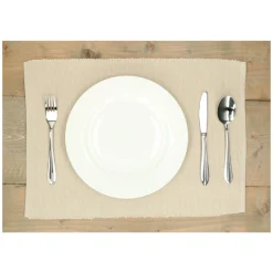 Placemats*DILLE & KAMILLE Placemat geribbeld, GOTS bio-katoen, zandgrijs, 35 x 50 cm