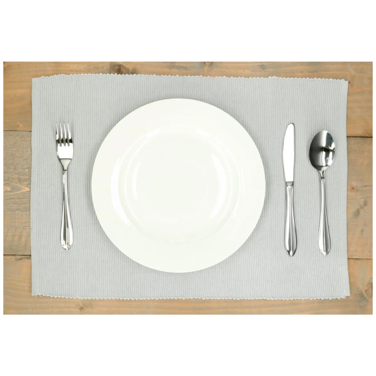 Placemats*DILLE & KAMILLE Placemat geribbeld, GOTS bio-katoen, lichtgrijs, 35 x 50 cm