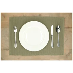 Placemats*DILLE & KAMILLE Placemat geribbeld, GOTS bio-katoen, tijmgroen, 35 x 50 cm