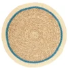 Placemats*DILLE & KAMILLE Placemat naturel, zeegras, blauwe rand, Ø38 cm
