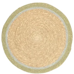 Placemats*DILLE & KAMILLE Placemat naturel, zeegras, groene rand, Ø38 cm