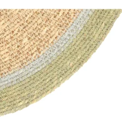 Placemats*DILLE & KAMILLE Placemat naturel, zeegras, groene rand, Ø38 cm