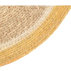 Placemats*DILLE & KAMILLE Placemat naturel, zeegras, gele rand, Ø38 cm