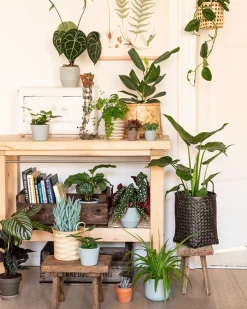 Rieten Manden*DILLE & KAMILLE Pot op pootjes, bamboe, naturel, groot