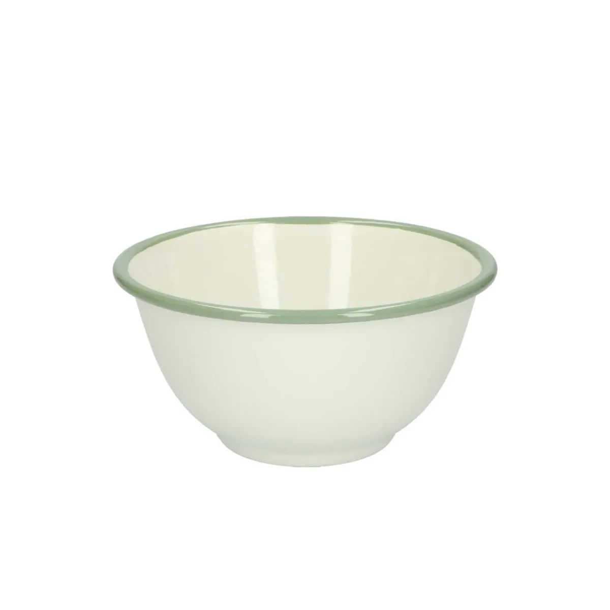 Picknick|Schalen*DILLE & KAMILLE Schaal, emaille, groengrijs/wit, Ø 15 cm