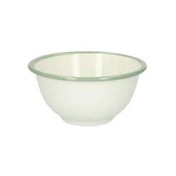 Picknick|Schalen*DILLE & KAMILLE Schaal, emaille, groengrijs/wit, Ø 13,5 cm