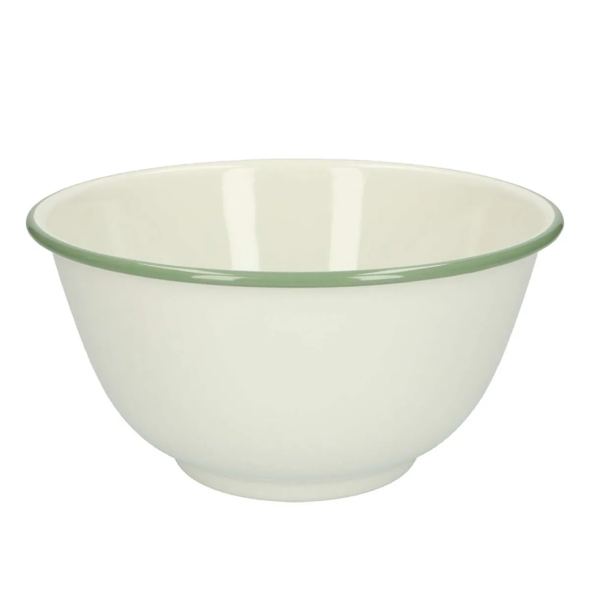 Schalen|Serviessets*DILLE & KAMILLE Schaal, emaille, groengrijs/wit, Ø 21,5 cm
