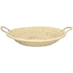 Rieten Manden*DILLE & KAMILLE Schaal, palmblad, 2 handvatten, Ø 50 cm x 10 cm