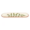 Schalen|Serviessets*DILLE & KAMILLE Schaal, terracotta, groen blad, 32 x 11 cm