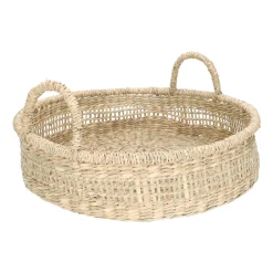 Dienbladen|Rieten Manden*DILLE & KAMILLE Schaal, zeegras, open, 2 handvatten, Ø40 X H10 cm