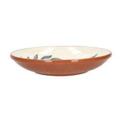 Schalen|Serviessets*DILLE & KAMILLE Serveerschaal, terracotta, blauw blad, 28,5 x 5 cm