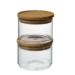 Voorraadpotten*DILLE & KAMILLE Stapelpot, glas en bamboe, 370 ml