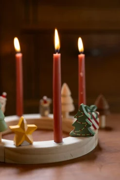 Jaarring En Stekers*DILLE & KAMILLE Stekers voor jaarring/adventsring, kerstfiguurtjes, hout, set van 5
