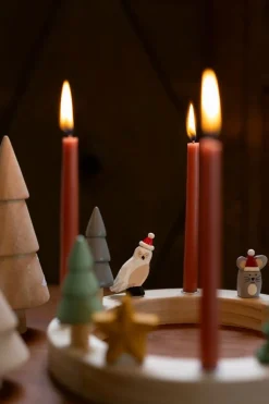 Jaarring En Stekers*DILLE & KAMILLE Stekers voor jaarring/adventsring, kerstfiguurtjes, hout, set van 5