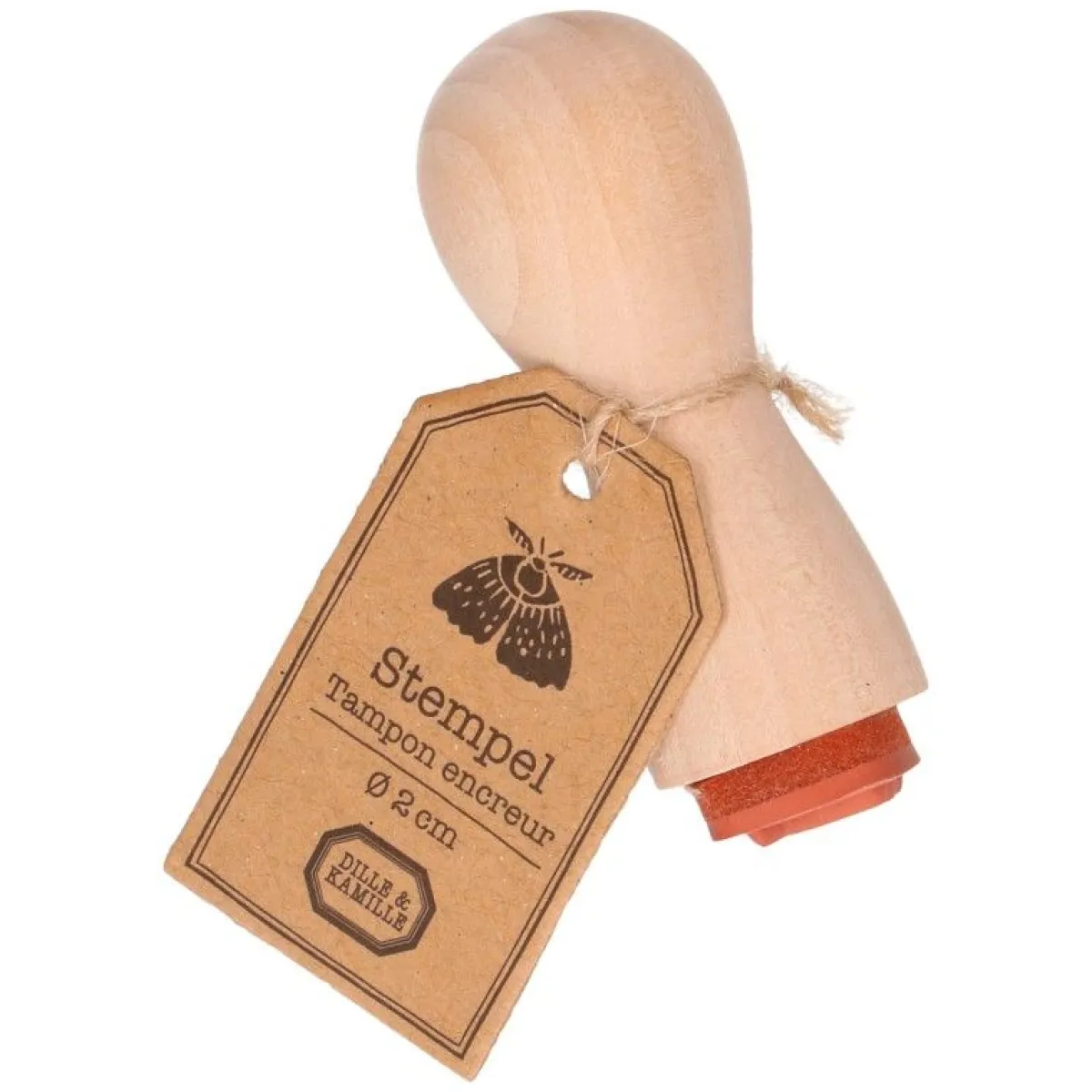 Stempels|Knutselspullen*DILLE & KAMILLE Stempel, beukenhout, vlinder, Ø 2 cm