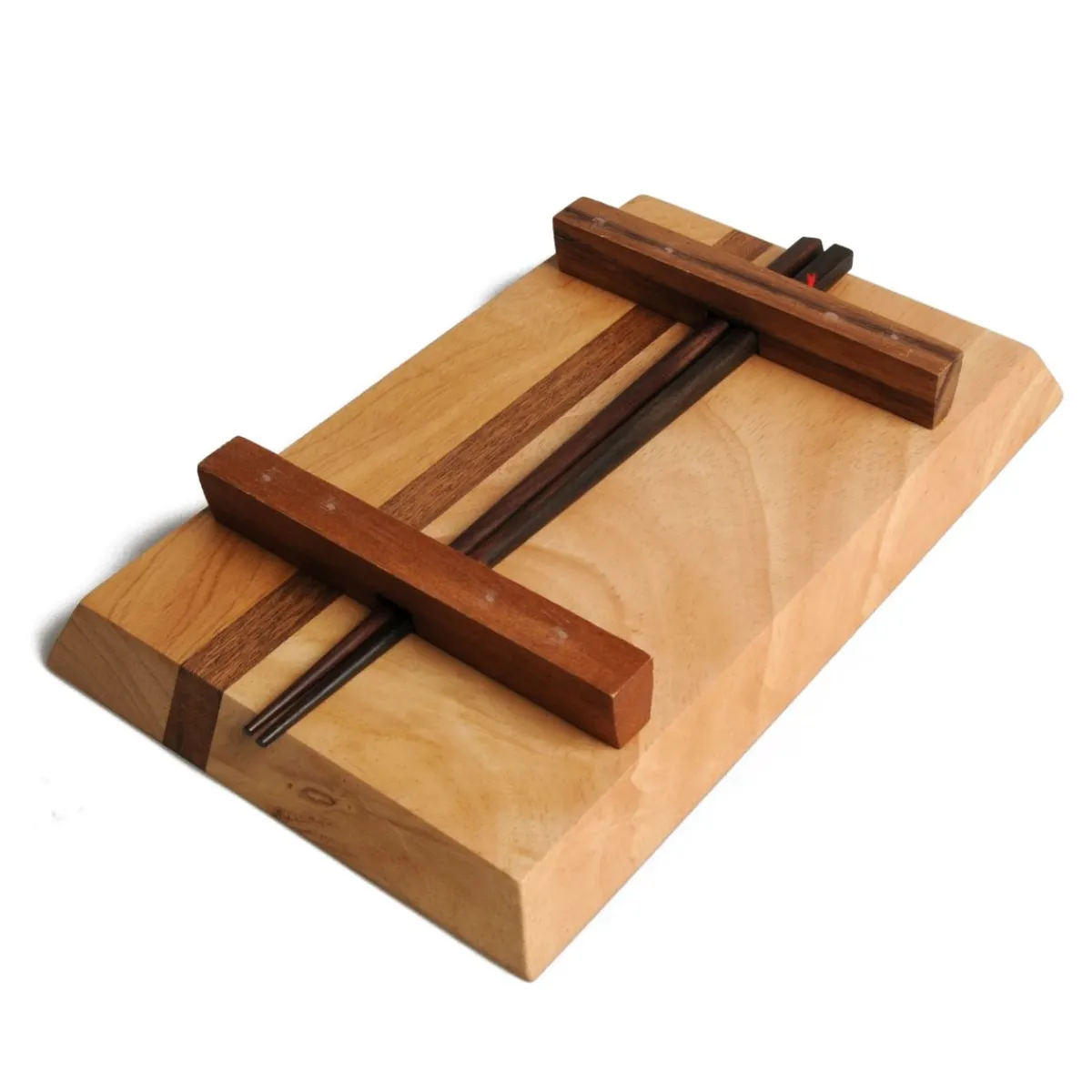 Oosters Koken*DILLE & KAMILLE Sushiplankje met eetstokjes, rubberhout, 25 x 15,5 cm