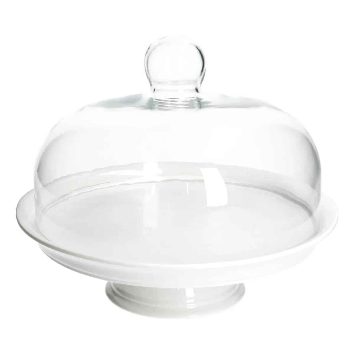 Taartplateaus|Serviessets*DILLE & KAMILLE Taartplateau, porselein, met glazen stolp, Ø 30 cm