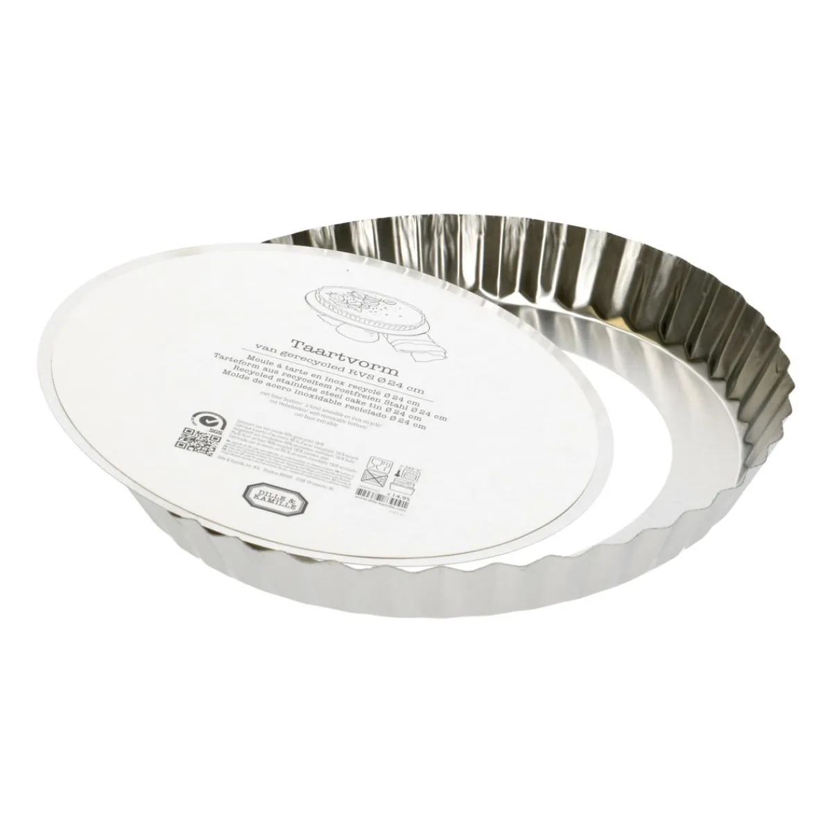 Bakvormen*DILLE & KAMILLE Taartvorm, gerecycled rvs, PFAS-vrij, losse bodem, Ø 24 cm