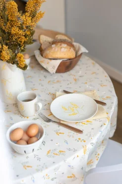 Tafelkleden*DILLE & KAMILLE Tafelkleed, GOTS bio-katoen, mimosa, Ø180 cm