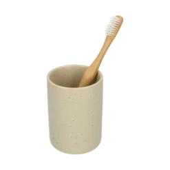 Badkameraccessoires*DILLE & KAMILLE Tandenborstelbeker, beige spikkel, keramiek