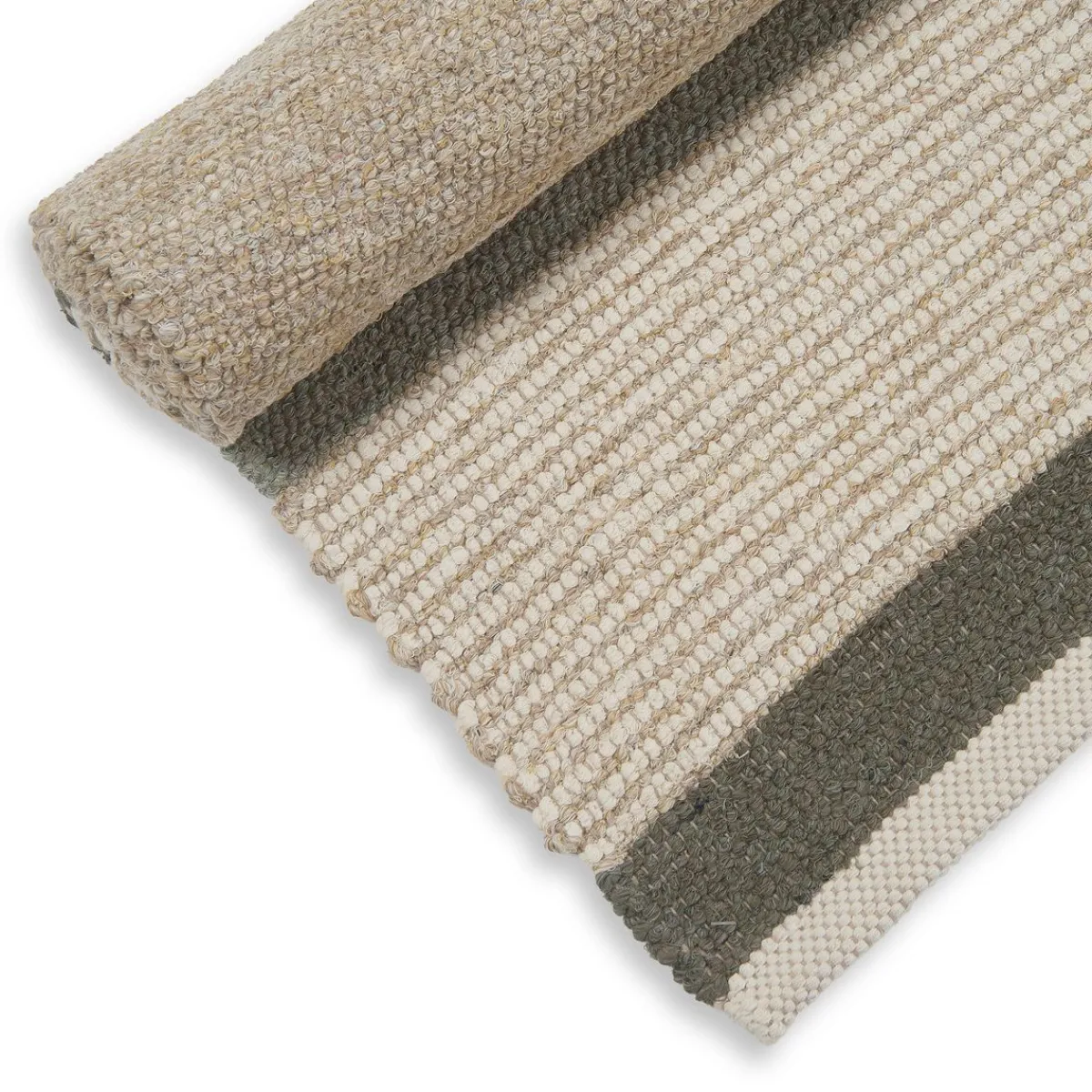 Tapijten*DILLE & KAMILLE Tapijt, gerecycled katoen, beige streep multicolor, lang