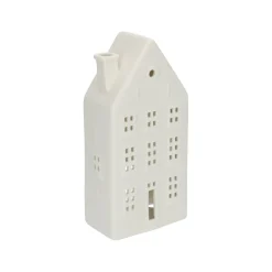 Porseleinen Huisjes|Theelichthouders*DILLE & KAMILLE Theelichthouder, porselein, huisje met strakke gevel, 18,5 cm