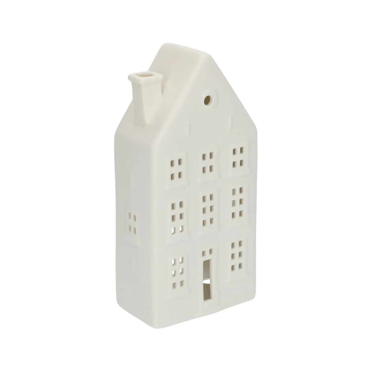 Porseleinen Huisjes|Theelichthouders*DILLE & KAMILLE Theelichthouder, porselein, huisje met strakke gevel, 18,5 cm