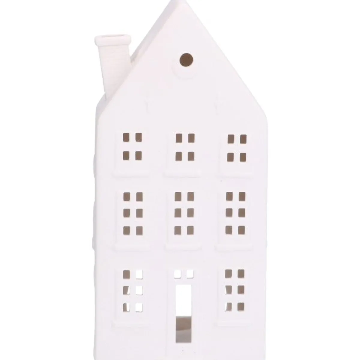 Porseleinen Huisjes|Theelichthouders*DILLE & KAMILLE Theelichthouder, porselein, huisje met strakke gevel, 18,5 cm