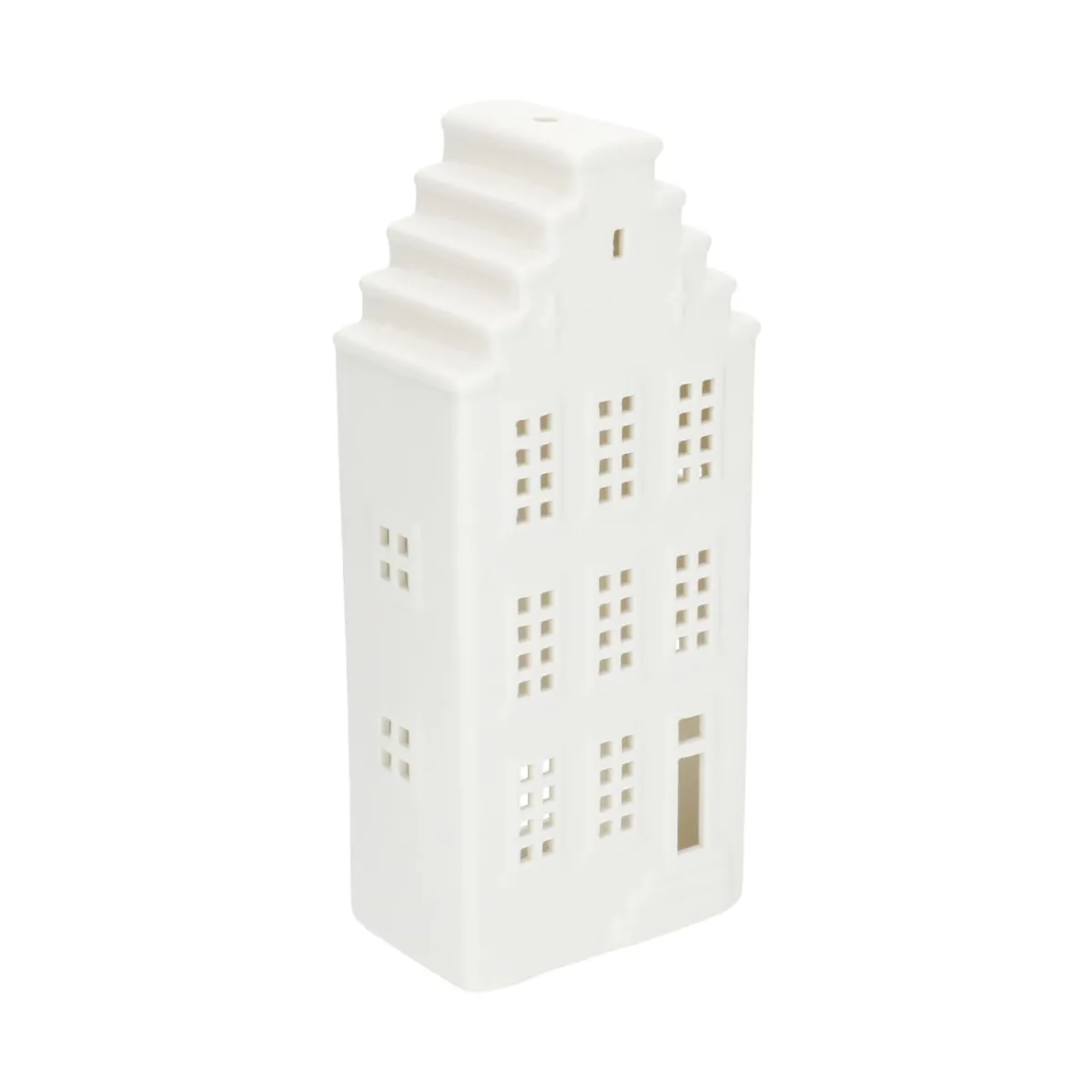 Porseleinen Huisjes|Theelichthouders*DILLE & KAMILLE Theelichthouder, porselein, huisje met trapgevel, 20 cm