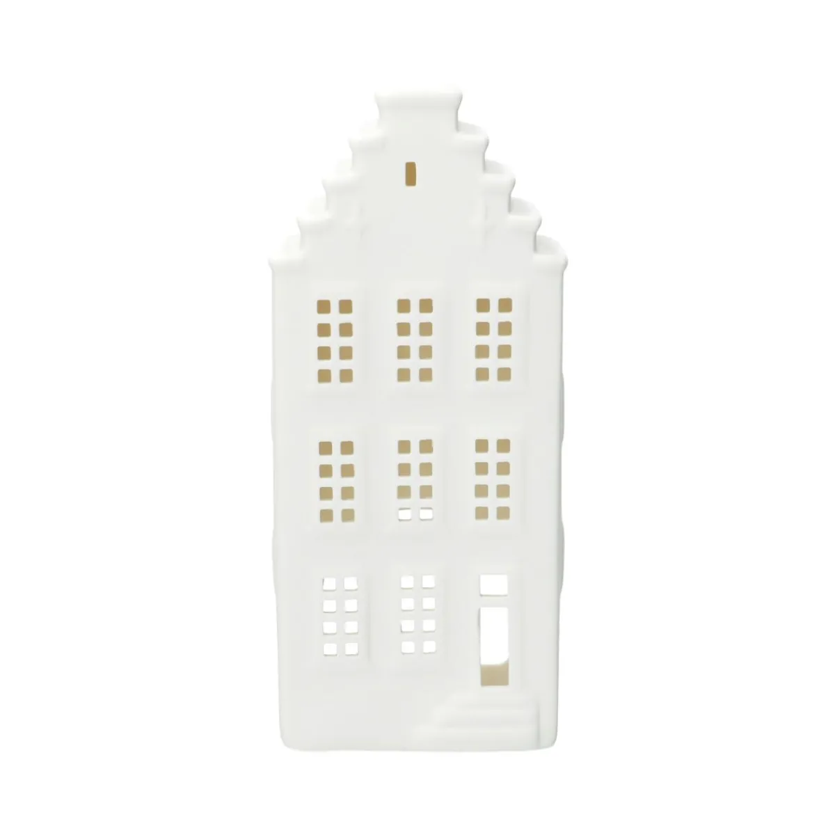 Porseleinen Huisjes|Theelichthouders*DILLE & KAMILLE Theelichthouder, porselein, huisje met trapgevel, 20 cm